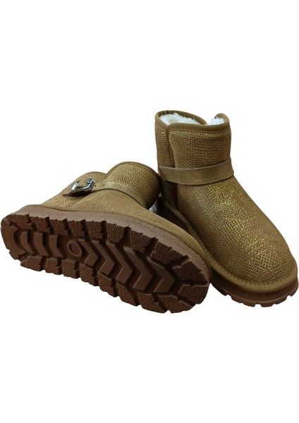 25K432 Kadın Simli Toka Detaylı Slim - On Peluşlu Bot Camel modelleri