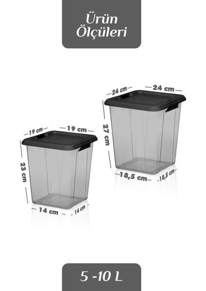 2'li Set 5-10L Kilit Kapak Saklama Kutusu Deterjanlık - Un Bakliyat Erzak Saklama Kabı Organizer Box fırsatları