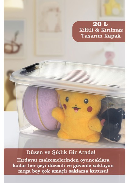 20 Lt Multibox Saklama Kabı - Kilitli Kapaklı Çok Amaçlı Düzenleyici Kiler Depolama Saklama Kutusu fiyatları