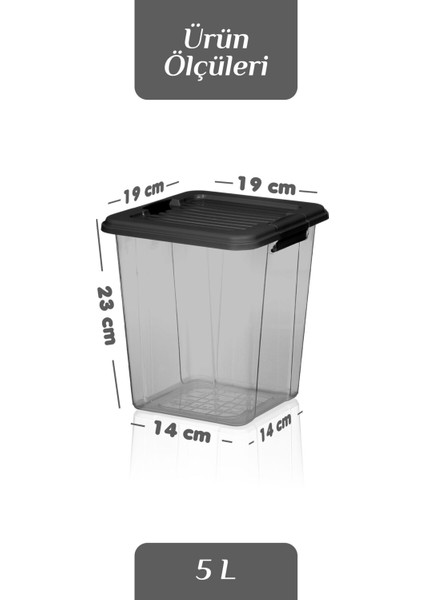 4'lü Organizer Box 5 L Un Bakliyat Erzak Kabı - Kilit Kapaklı Düzenleyici Deterjanlık Saklama Kutusu fırsatları