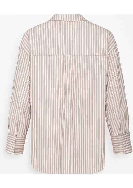 Standart Beden Oversize Çizgili Nakış Detaylı Gömlek fiyatları