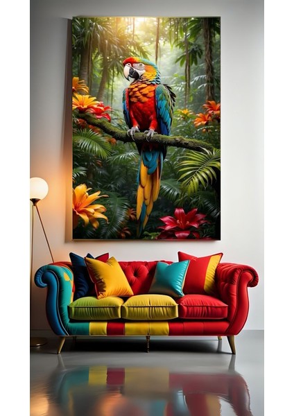 Ormandaki Papağan Ev Duvar Salon Güzellik Salonu Ofis Dükkan Dekarasyon Kanvas Tablo