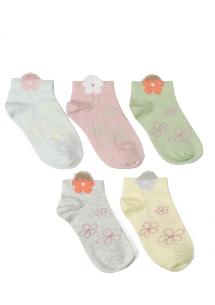 Cıcek 5 Lı Ptk-G 5pr Çok Renkli Kız Çocuk 5'li Patik Çorap