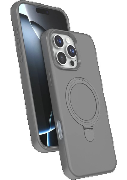 Apple iPhone 16 Pro Max Regal Magsafe Standlı Kapak - Titan GRI-(5796) - FEİ8553-7749