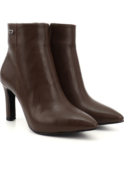 Kadın Kahverengi Fermuarlı Sivri Burun İnce Topuklu Bot fiyatları