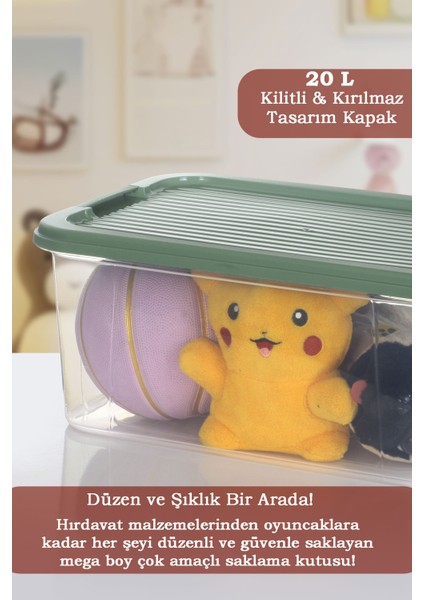 20 Lt Multibox Saklama Kabı - Kilitli Kapaklı Çok Amaçlı Düzenleyici Kiler Depolama Saklama Kutusu fiyatları