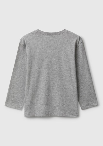 Erkek Çocuk Organik Pamuklu Önü Logo Baskılı Uzun Kollu Jarse T-Shirt fiyatları