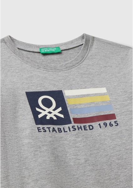 Erkek Çocuk Organik Pamuklu Önü Logo Baskılı Uzun Kollu Jarse T-Shirt modelleri