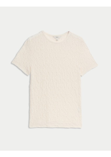 Pamuklu Dokulu Kısa Kollu T-shirt