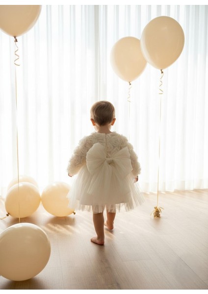 Kız Bebek Gül Desenli Fiyonk Lu Şık Özel Gün Abiye Elbise fiyatları