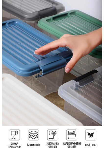 4'lü Organizer Box 7,5 L Un Bakliyat Erzak Kabı Kilit Kapaklı Düzenleyici Deterjanlık Saklama Kutusu modelleri