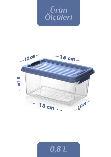 4'lü Set - 800ML Kilit Kapaklı Erzak Saklama Kabı - Difriz Buzdolabı Düzenleyici Saklama Kutusu Mavi fırsatları