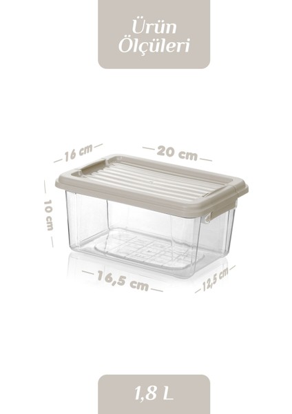 4'lü Set - 1800 ml Kilit Kapaklı Erzak Saklama Kabı Difriz Buzdolabı Düzenleyici Saklama Kutusu Bej fırsatları