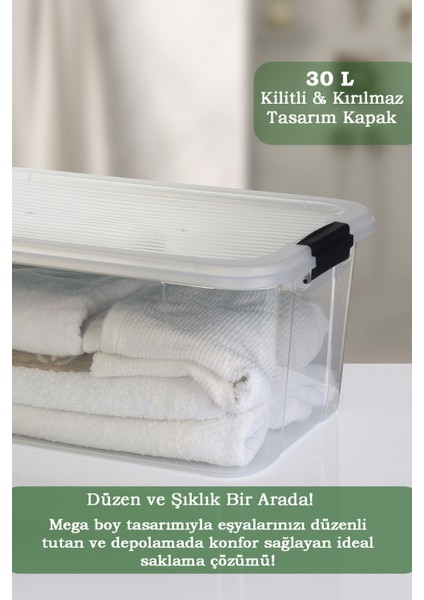 30 Lt Multibox Saklama Kabı - Kilitli Kapaklı Çok Amaçlı Düzenleyici Kiler Depolama Saklama Kutusu fiyatları