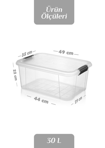30 Lt Multibox Saklama Kabı - Kilitli Kapaklı Çok Amaçlı Düzenleyici Kiler Depolama Saklama Kutusu fırsatları