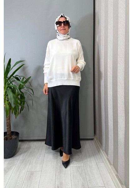 Luna Saten Volanlı Etek Siyah 5457