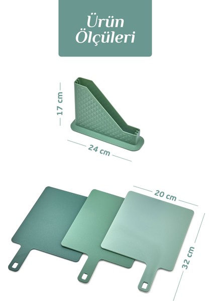 4'lü Tezgah Üstü Standlı Kulplu Kesme Tahtası - Çoklu Doğrama Tahtası Ekmek Sebze Et Kesim Panosu fırsatları