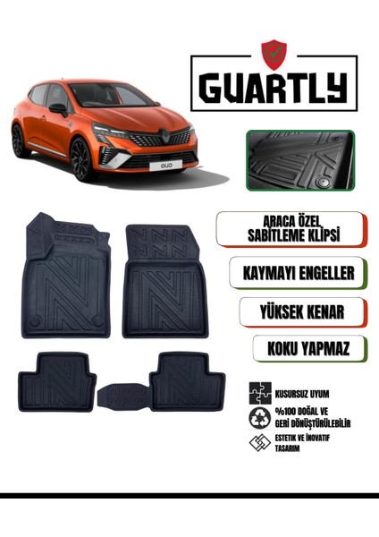 Renault Clio 5 2019 ve Sonrası Uyumlu Araca Özel Premium 4D Havuzlu Paspas Takımı