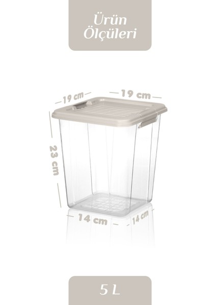 4'lü Organizer Box 5 L Un Bakliyat Erzak Kabı - Kilit Kapaklı Düzenleyici Deterjanlık Saklama Kutusu fırsatları