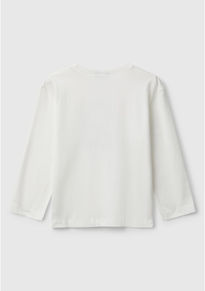 Erkek Çocuk Organik Pamuklu Önü Logo Baskılı Uzun Kollu Jarse T-Shirt fiyatları