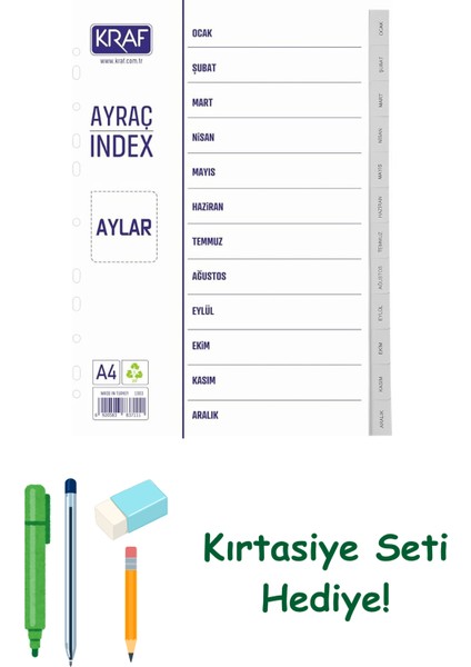 Kraf Seperatör Dosya Ayracı Aylar