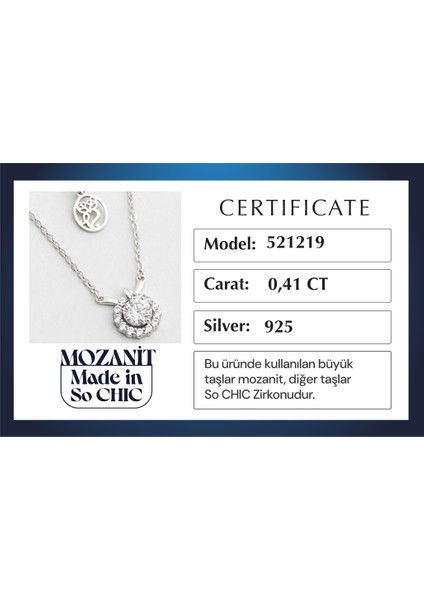 Mozanit Çiçeği 18 Ayar Beyaz Altın Kaplama 46 cm Gümüş Kolye indirimleri