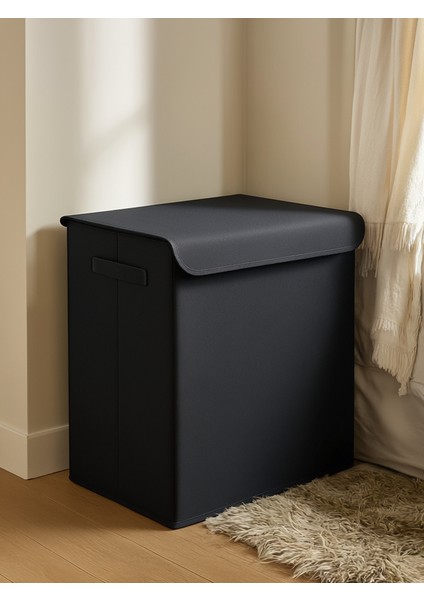Antrasit Kapaklı Katlanır Kirli Çamaşır Çocuk Odası Oyuncak Saklama Kutusu Sepet 40X50X30 modelleri