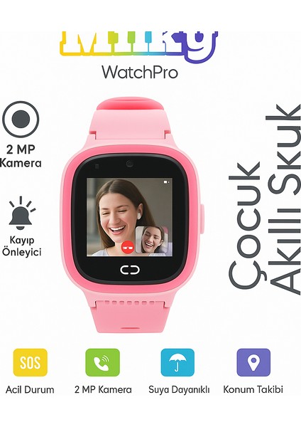 Milky Watch Pro 4g Lte Çocuk Akıllı Saati, 2mp Kamera, Gps Takibi, Koldan Çıkarma Sensörü, Suya Dayanıklı, Sos Butonu, Görüntülü Arama
