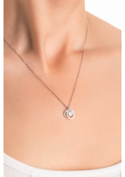 Mozanit Evreni 18 Ayar Beyaz Altın Kaplama 46 cm Gümüş Kolye fiyatları