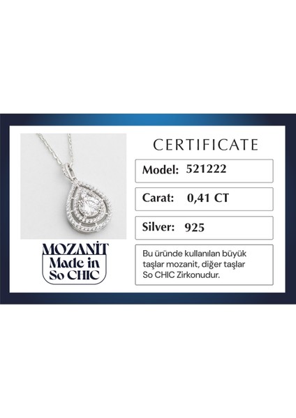 Mozanit Aurası 18 Ayar Beyaz Altın Kaplama 46 cm Gümüş Kolye indirimleri
