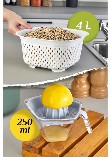 5'li Mutfak Hazırlık Seti - Çok Amaçlı Karıştırma Kabı Kasesi Kesme Tahtası Süzgeç Limon Sıkacağı fırsatları