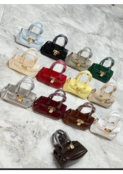 Kadın Dikdörtgen Kilit Detay Kol ve El Çantası Bordo fiyatları