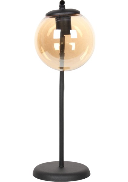 Glow Siyah Metal Tekli Füme Cam Küre Masa Lambası | Modern Dekoratif Aydınlatma fiyatları