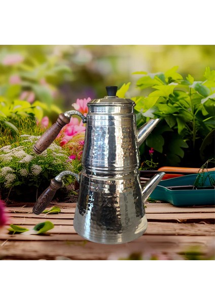 - 30 cm 3,5 Litre Kapasiteli El Dövmesi Nikel Kaplama Bakır Çaydanlık – Geleneksel El Işçiliği, Dayanıklı ve Otantik Tasarım, Şık Sunum ve Uzun Ömürlü Kullanım