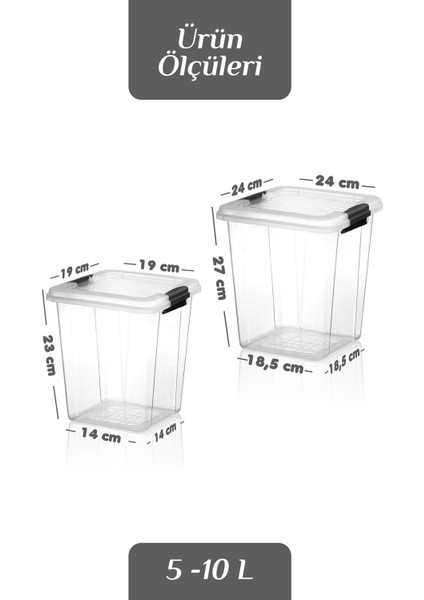 2'li Set 5-10L Kilit Kapak Saklama Kutusu Deterjanlık - Un Bakliyat Erzak Saklama Kabı Organizer Box fırsatları