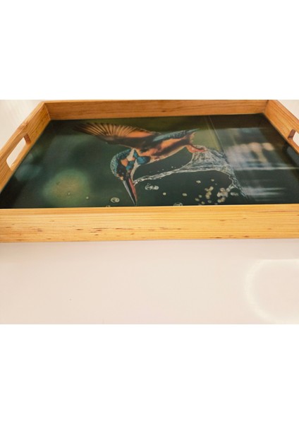 Doğal Ahşap Çerçeveli Epoksi Servis Tepsisi fırsatları