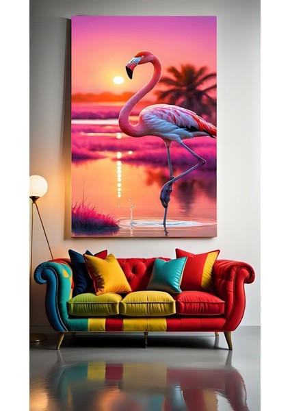Flamingo Ev Duvar Salon Güzellik Salonu Ofis Dükkan Dekarasyon Kanvas Tablo