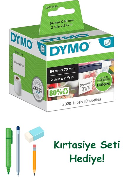 Dymo S0722440, Lw Disket Etiketi, (70X54 Mm) 320 Etiket/paket - (99015)