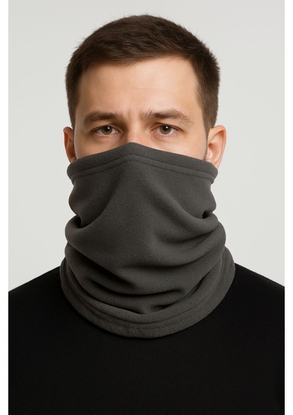 Gri Polar Boyunluk Bere Baf Maske Buff