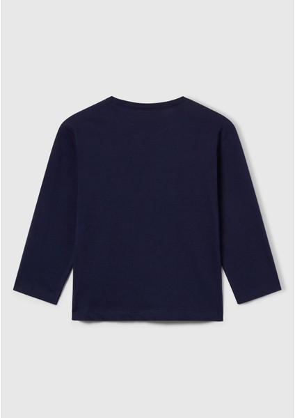 Erkek Çocuk Çok Renkli Logo Baskılı Bisiklet Yaka Uzun Kollu T-Shirt fiyatları