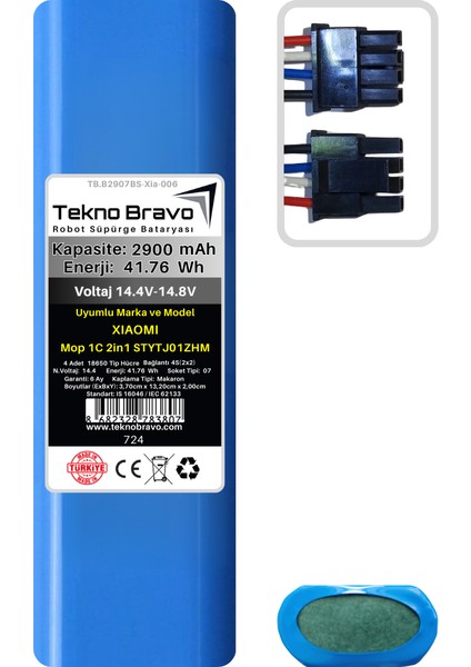 (Xiaomi Mop 1c 2in1 STYTJ01ZHM Uyumlu) 2900MAH 41,76WH Robot Süpürge Yedek Bataryası