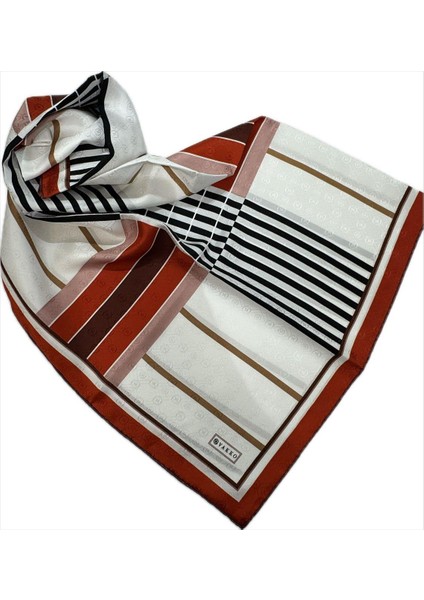 Geometrik Desen Ipek Eşarp 41519-KIRMIZI