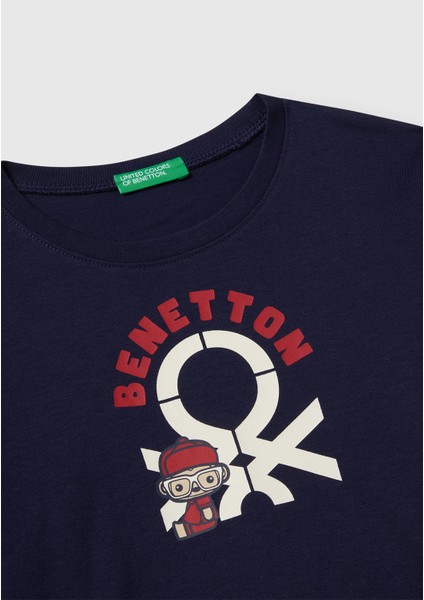 Erkek Çocuk Çok Renkli Logo Baskılı Bisiklet Yaka Uzun Kollu T-Shirt modelleri