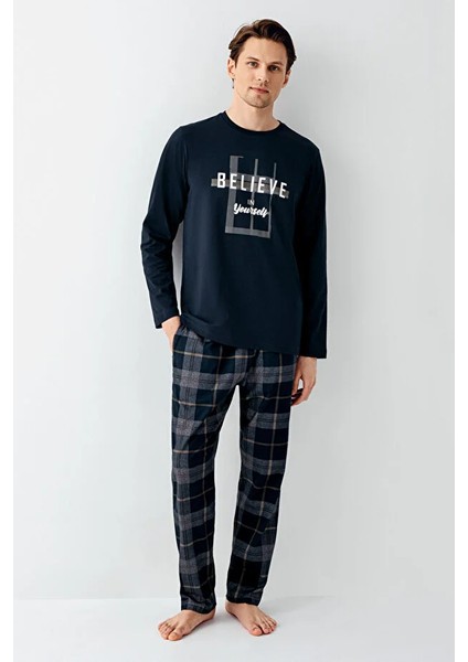 Uzun Kol Ekoseli Erkek Pijama Takım 3508