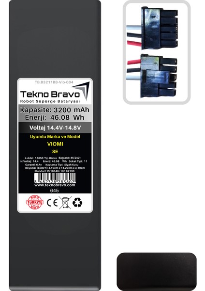 (Viomi Se Uyumlu) 3200MAH 46,08WH Robot Süpürge Yedek Bataryası