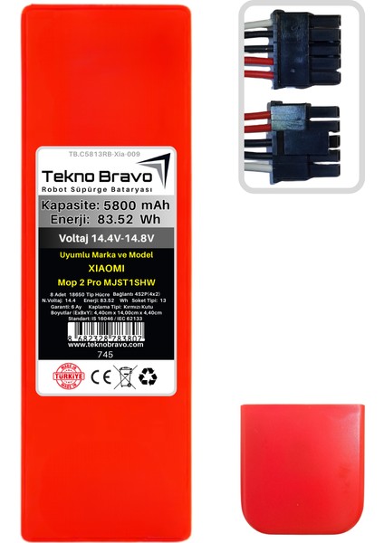 (Xiaomi Mop 2 Pro MJST1SHW Uyumlu) 5800MAH 83,52WH Robot Süpürge Yedek Bataryası