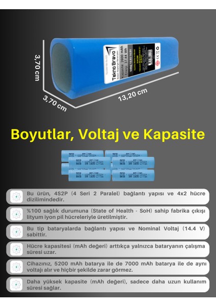 (Xlcea H30 Uyumlu) 7000MAH 100,8WH Robot Süpürge Yedek Bataryası