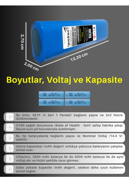 (Xiaomi S10 B106GL Uyumlu) 2900MAH 41,76WH Robot Süpürge Yedek Bataryası