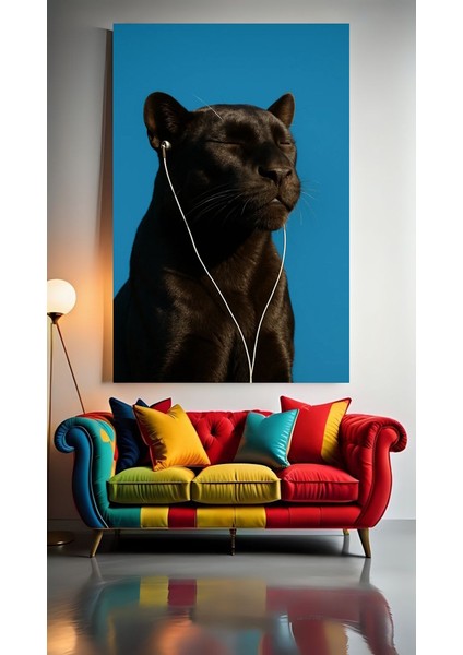 Huzurlu Müzik Dinleyen Hayvan Ev Duvar Salon Güzellik Salonu Ofis Dükkan Dekarasyon Kanvas Tablo