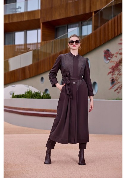 Kapitone Detaylı Pardesü 38527 Kahve modelleri